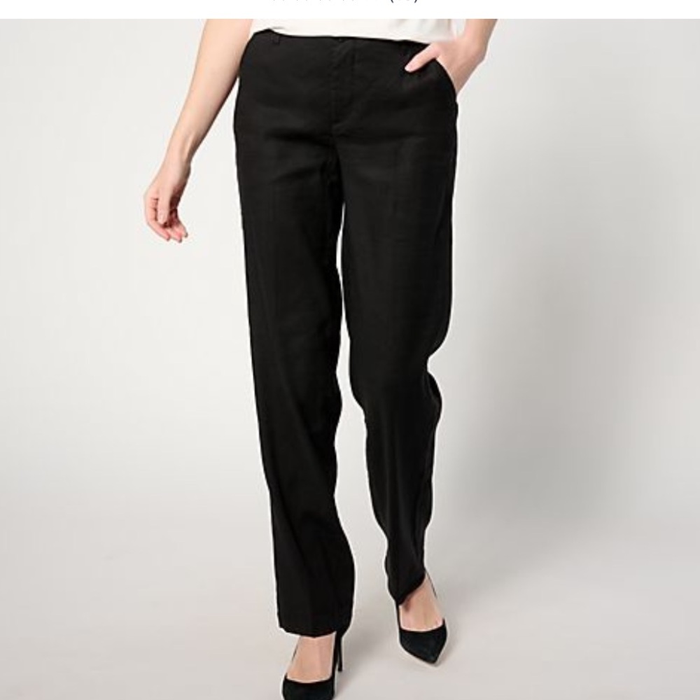 NYDJ Marilyn Trousers Lift Tuck Technology Black linen blend Size 10 EUC